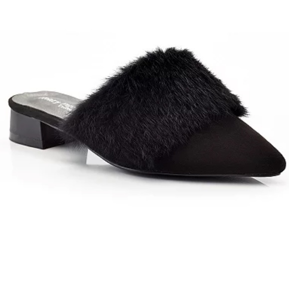 Like New Henry Ferrera faux fur slip on pointed Toe shoes / Mules - Picture 1 of 8